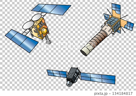 Artificial satellite illustration set Artificial satellite illustration set 134184817
