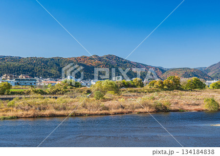 初冬の桂川風景　京都市 134184838
