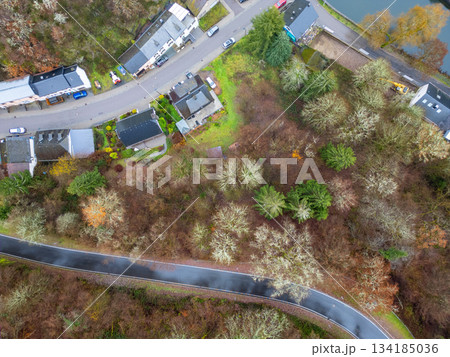 Esch-Sur-Sure, Wiltz, Grand Duche De Luxembourg, December 7, 2025, Overhead Suburban Street Framed 134185036