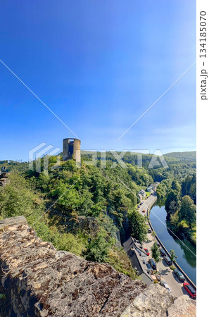 Esch-sur-Sure, Wiltz, Grand-Duche de Luxembourg, September 07, 2025, Medieval fortress perched above 134185070