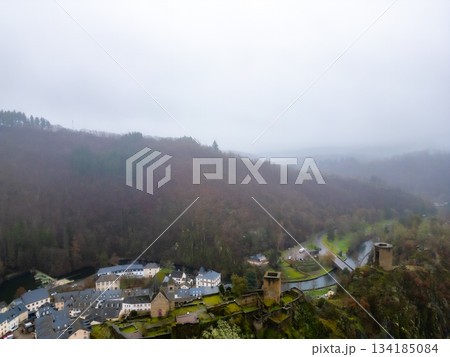 Esch-Sur-Sure, Wiltz, Grand Duche De Luxembourg, December 7, 2025, Valley Hamlet Nestled Under Dense 134185084