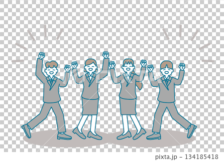 Illustration of a male and female businessman happily pumping their fist Illustration of a male and female businessman happily pumping their fist 134185418