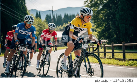 仲間と挑むヒルクライム 134185592