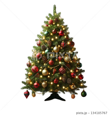 小さなクリスマスツリーとオーナメントイメージ 134185767