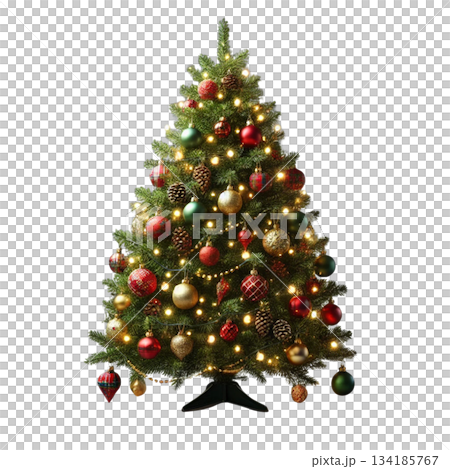 小さなクリスマスツリーとオーナメントイメージ 134185767