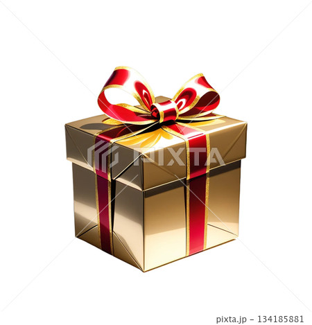 金色の包装紙と高級リボンを施したクリスマスギフトボックス 金色の包装紙と高級リボンを施したクリスマスギフトボックス 134185881