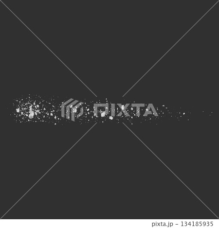 Realistic salt or sugar crystal powder scattered stripe on the surface, 3d vector white natural mineral grains splashes 134185935