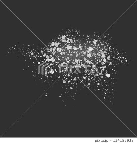 A realistic scattering of large white crystals of sugar, salt, or flour. 134185938