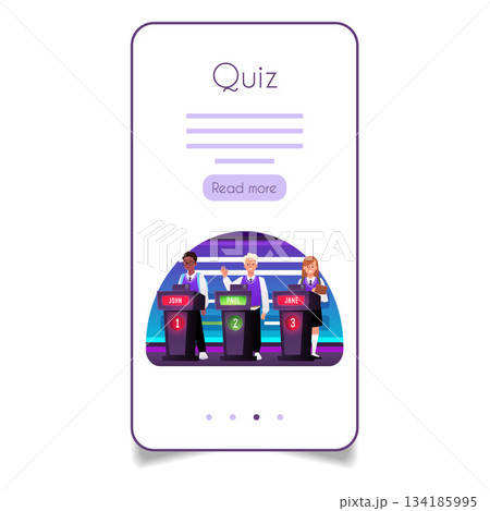 Kids TV Quiz show stage on the smartphone screen, vector cartoon intellectual game contest television broadcast Kids TV Quiz show stage on the smartphone screen, vector cartoon intellectual game contest television broadcast 134185995