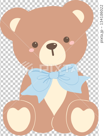 Cute Teddy Bear with Blue Bow 134186022