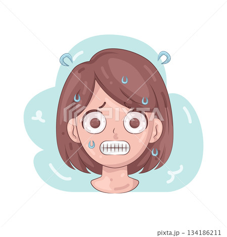 Illustration of nervous sweat Illustration of nervous sweat 134186211