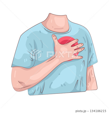 Illustration of chest tightness 134186215