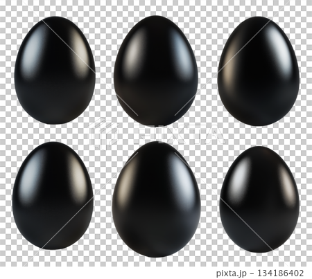 Glossy black egg with smooth reflective surface isolated on white transparent background. Symbol of mystery, luxury Glossy black egg with smooth reflective surface isolated on white transparent background. Symbol of mystery, luxury 134186402