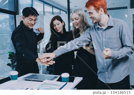 Multiracial business people having meeting Multiracial business people having meeting 134186515