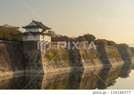 大阪城 六番櫓 南外堀 紅葉の季節 大阪城 六番櫓 南外堀 紅葉の季節 134186577