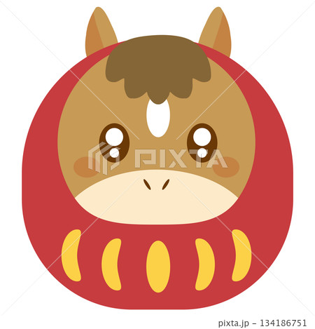 馬の干支達磨　午年 134186751