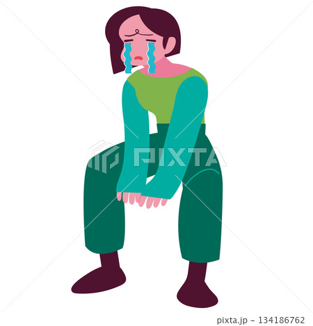 泣いている女性のイラストのイラスト素材 [134186762] - PIXTA