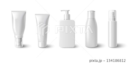 Skincare cosmetic bottles set isolated on white Skincare cosmetic bottles set isolated on white 134186812