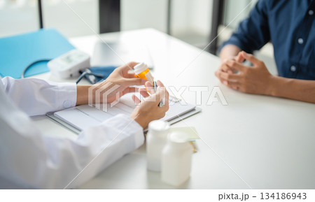 A doctor giving prescription. 134186943