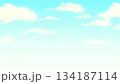 太陽光の強い快晴の昼間の空の背景イラスト 134187114
