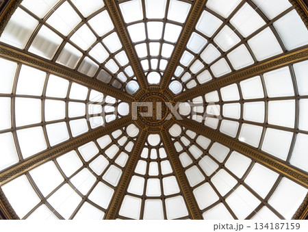 the large glass domed ceiling that forms part of the ceiling within the main hall or lobby of the National Gallery. 134187159