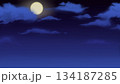 静かな漆黒の月夜の背景イラスト 134187285