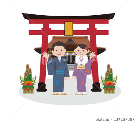 正月の初詣 正月の初詣 134187387