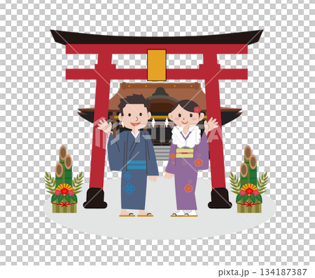 正月の初詣 正月の初詣 134187387