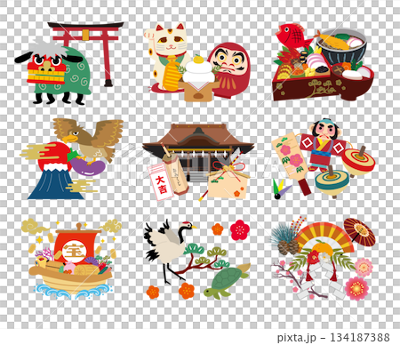 New Year illustration material set 134187388