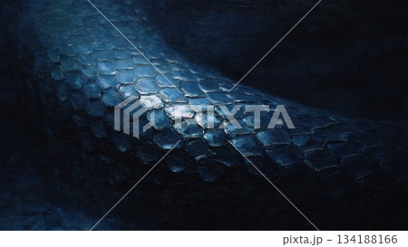 光が流れるドラゴン鱗の質感テクスチャ 神秘的ファンタジー背景 134188166