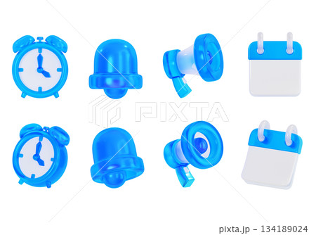 blue glass material marketing 3D Icon Set 134189024