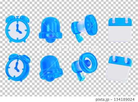 blue glass material marketing 3D Icon Set 134189024