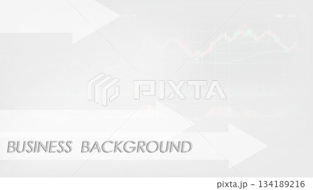 Business background with graphical interface of professional stock trader brokerage terminal. Charts, indicators and diagrams on analytical panel. Arrows indicating dynamic forward movement. Vector 134189216