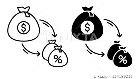 Linear icon. Bank investment deposits bring monthly interest payments. Simple vector isolated on white background 134189219