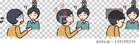 圖:一個男人向一個不懂察言觀色的人解釋-男人和男人 圖:一個男人向一個不懂察言觀色的人解釋-男人和男人 134189244