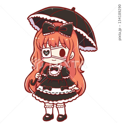 日傘をしたゴスロリの女の子 134189290