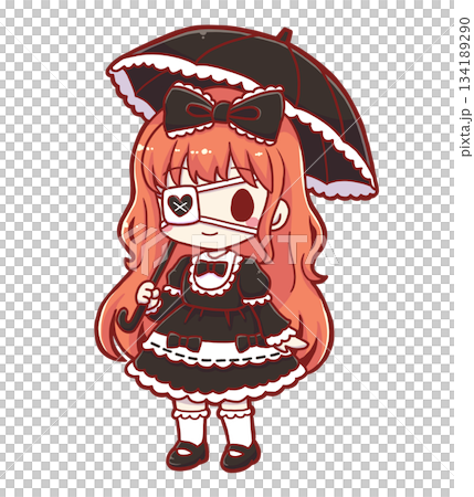 日傘をしたゴスロリの女の子 134189290