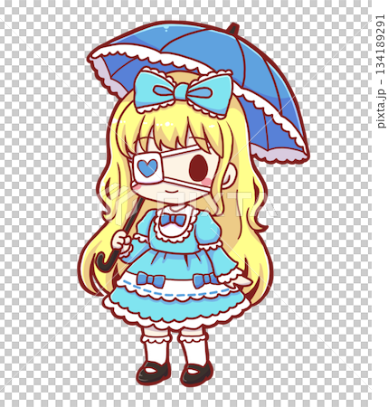 日傘をした水色のロリィタの女の子 134189291