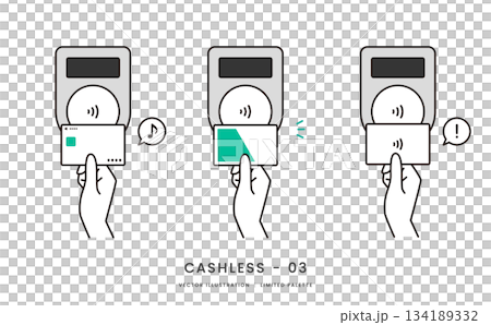 Image illustration set for touch payment with credit card or transportation IC 134189332