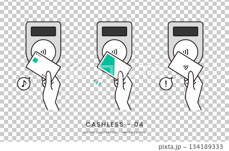 Image illustration set for touch payment with credit card or transportation IC 134189333