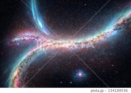 神秘の銀河系 カラフルな星々と星雲の背景 134189536
