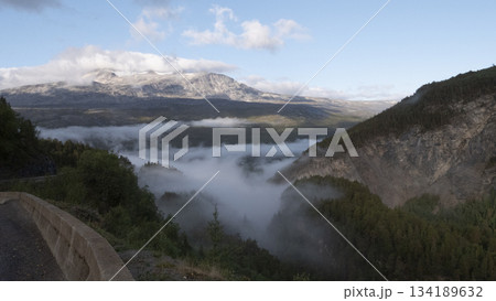 fog in the mountains in Norway, Saltdal 134189632