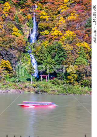【山形県_白糸の滝】紅葉の白糸の滝と紅葉舟下り 10月 11月 134189900