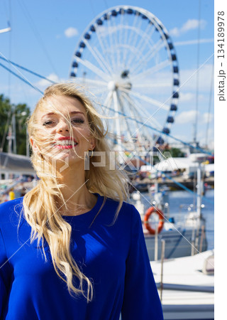 Fashion model and ferris wheel Fashion model and ferris wheel 134189978