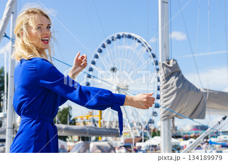 Fashion model and ferris wheel Fashion model and ferris wheel 134189979