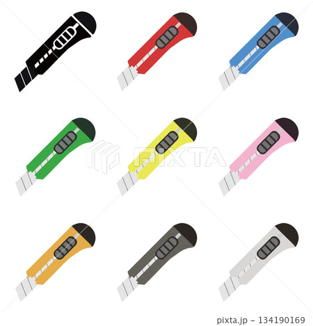 カッターナイフのアイコンセット 134190169