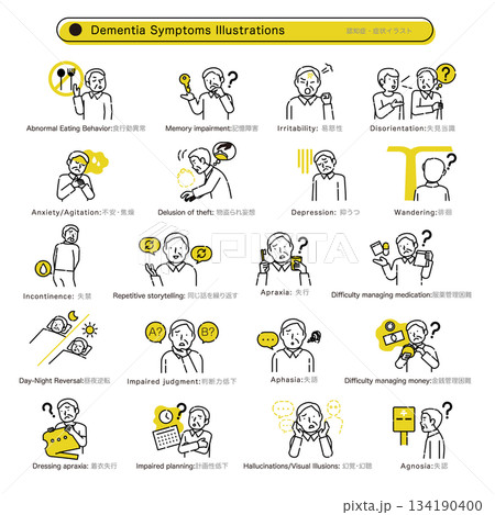 認知症のバリエーションイラストセット 134190400