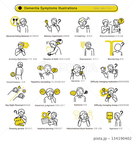 認知症のバリエーションイラストセット 134190402