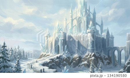 Ice Castle on Snowy Hill Ice Castle on Snowy Hill 134190580