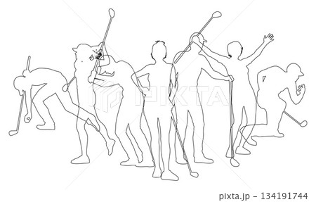 Golfers Golfing Silhouette Golf People Silhouettes 134191744